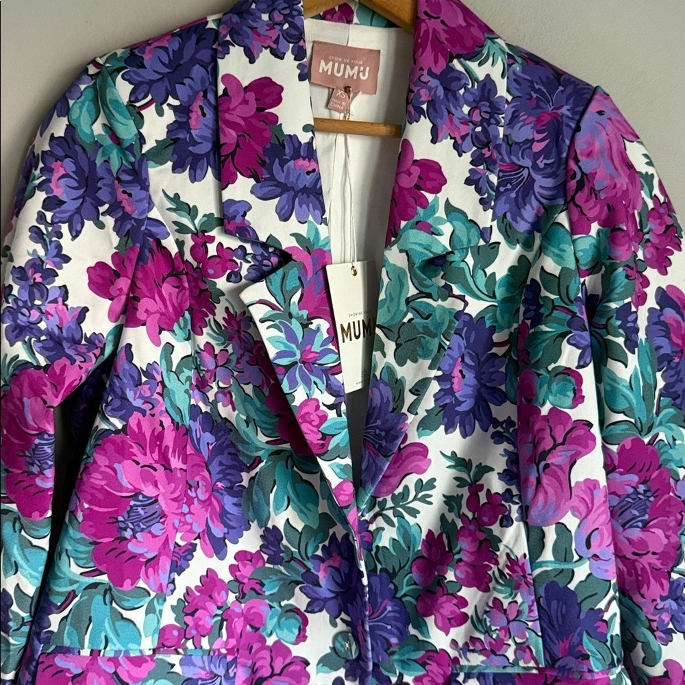 NEW Show Me Your Mumu Ezra Blazer in the Magenta Blooms floral print XS - Picture 5 of 9